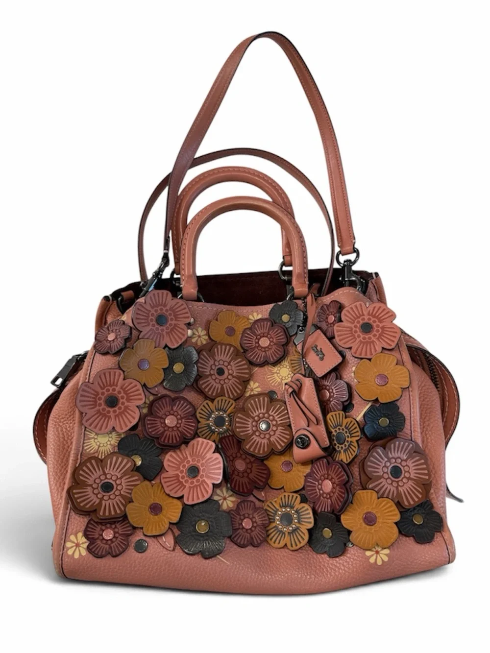 COACH 1941 TOOLED TEA ROSE WILLOW METAL AND LEATHER ROGUE 25 Rose
